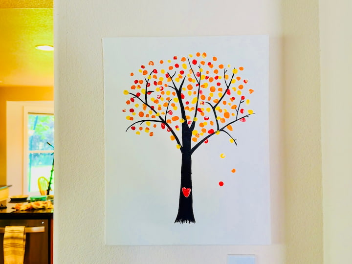 DIY fall tree with fingerprints