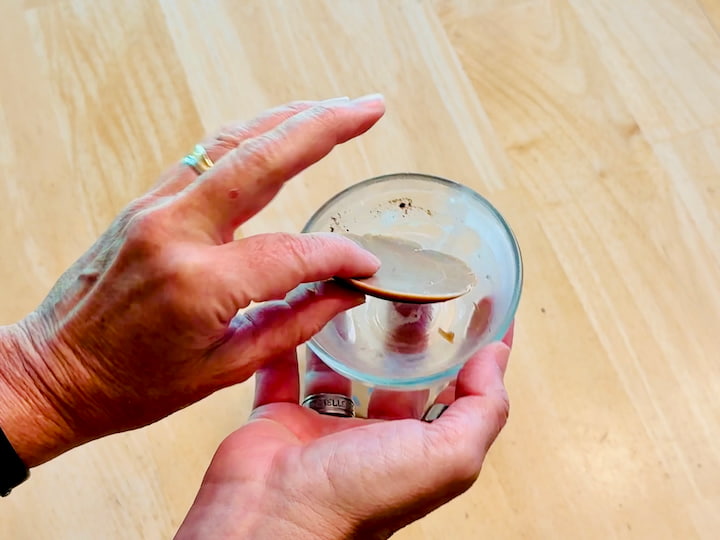 Pulling solid coconut oil out of bowl