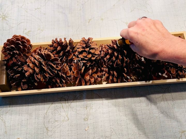 Add essential oils to pinecones