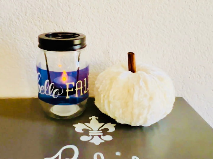 window cling on candle holder for fall diy display