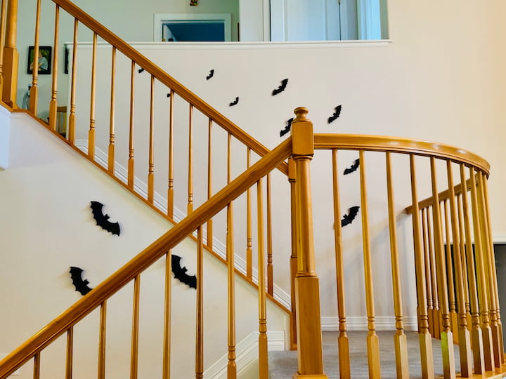 Bats on staircase wall