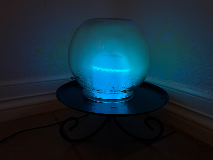 Crystal Ball glowing and foggy in the dark