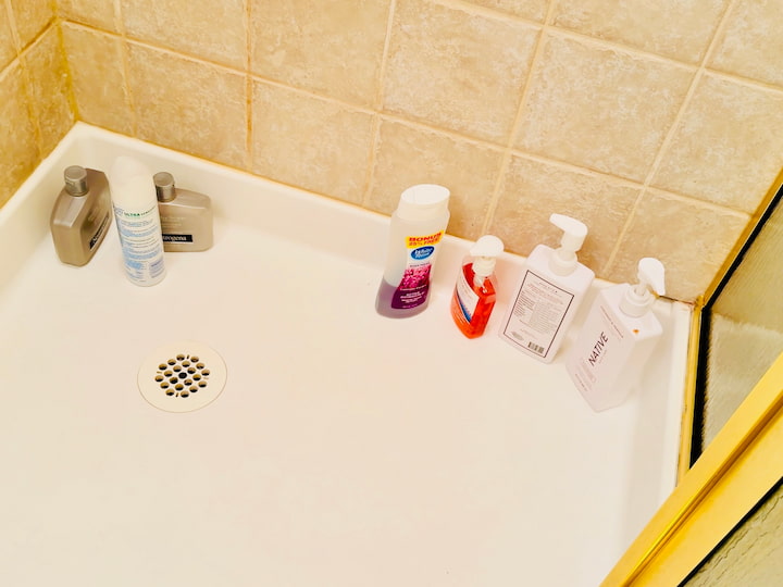 Shower supplies on the floor of Shower