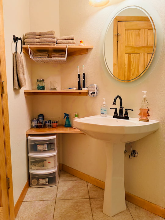organized small bathroom