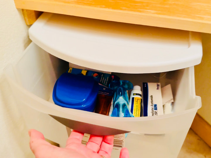 Drawer with first aid