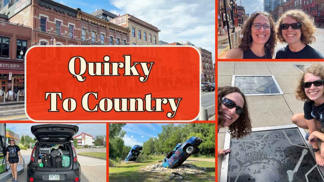 Nashvile collage with pictures of Chas and daughter, and sites in Nashville