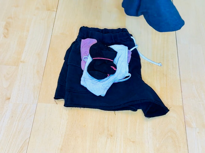 fold the pants, and stack the undergarments on top