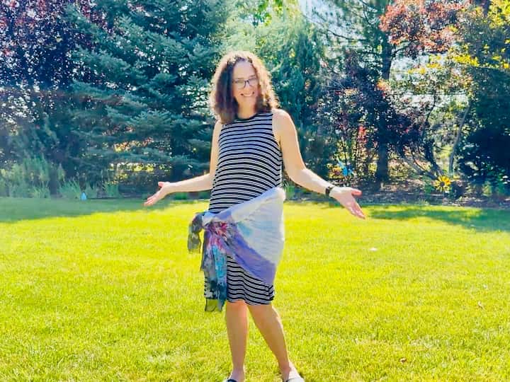 Using scarf as a swim cover up