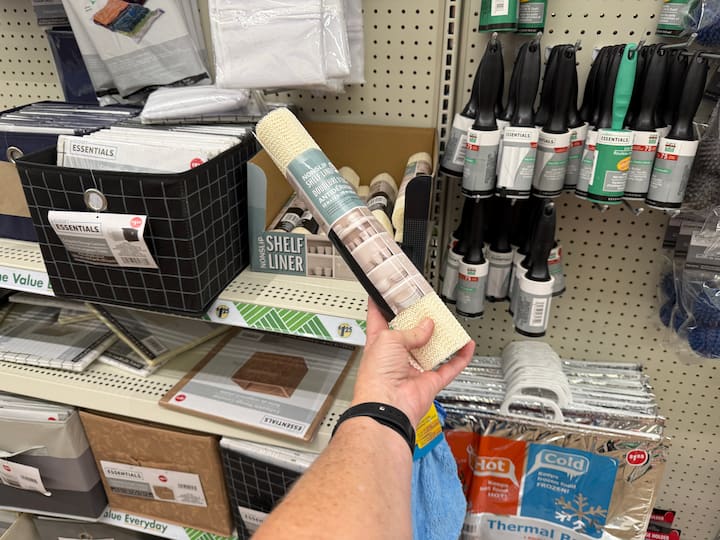 Why it Matters: Because we are an RV and will be “on the go,” we add shelf liner to every drawer and cabinet.