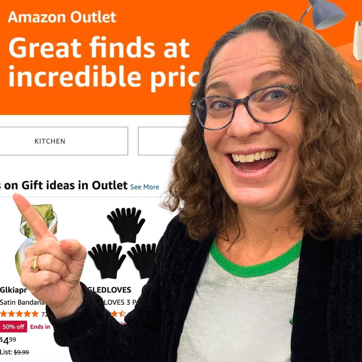 Chas with Amazon deals page in background