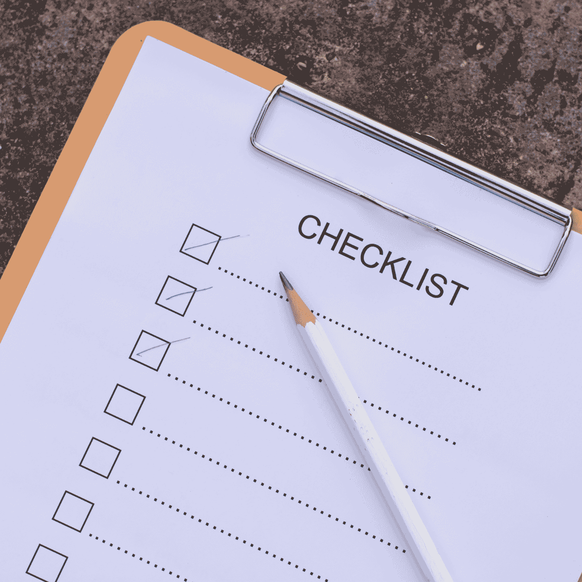 checklist on clipboard