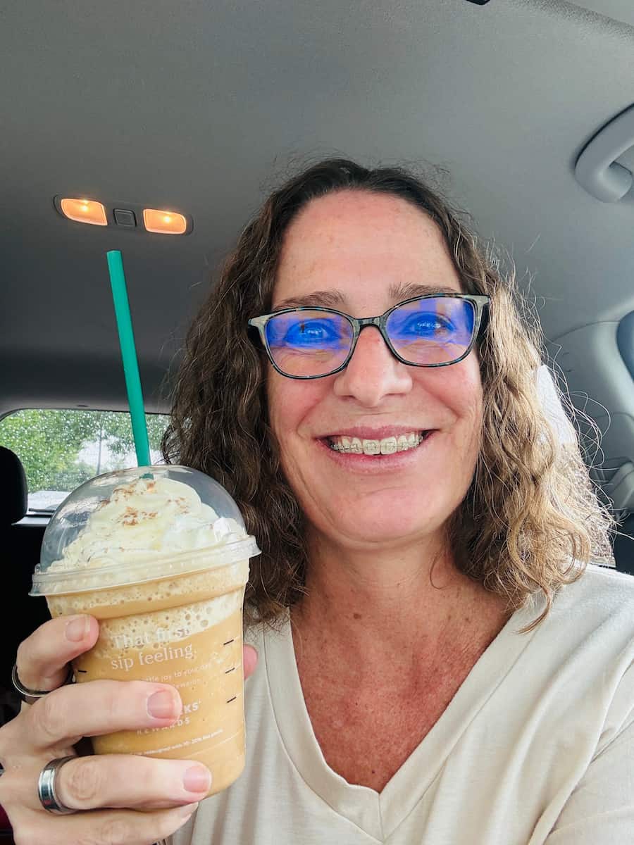 Chas with pumpkin spice frap